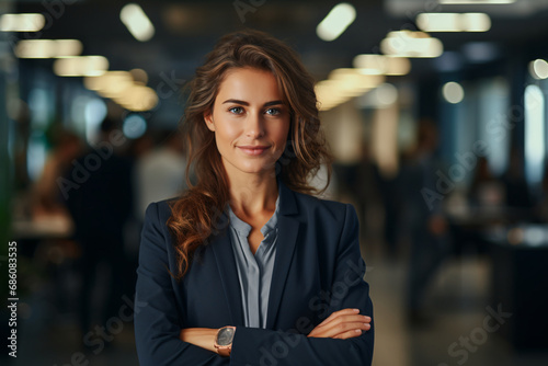 Portrait  professional business woman corporate leader  happy woman in office looking at camera  portrait.