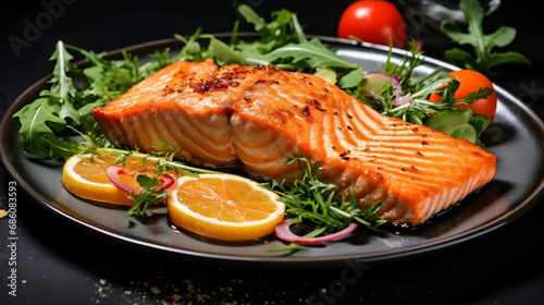 Salmon fillet with fresh salad