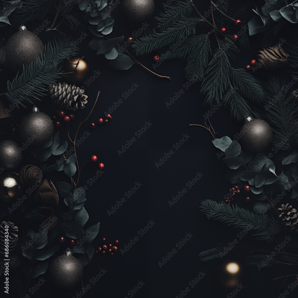 Beautiful Christmas aesthetic, dark color palette