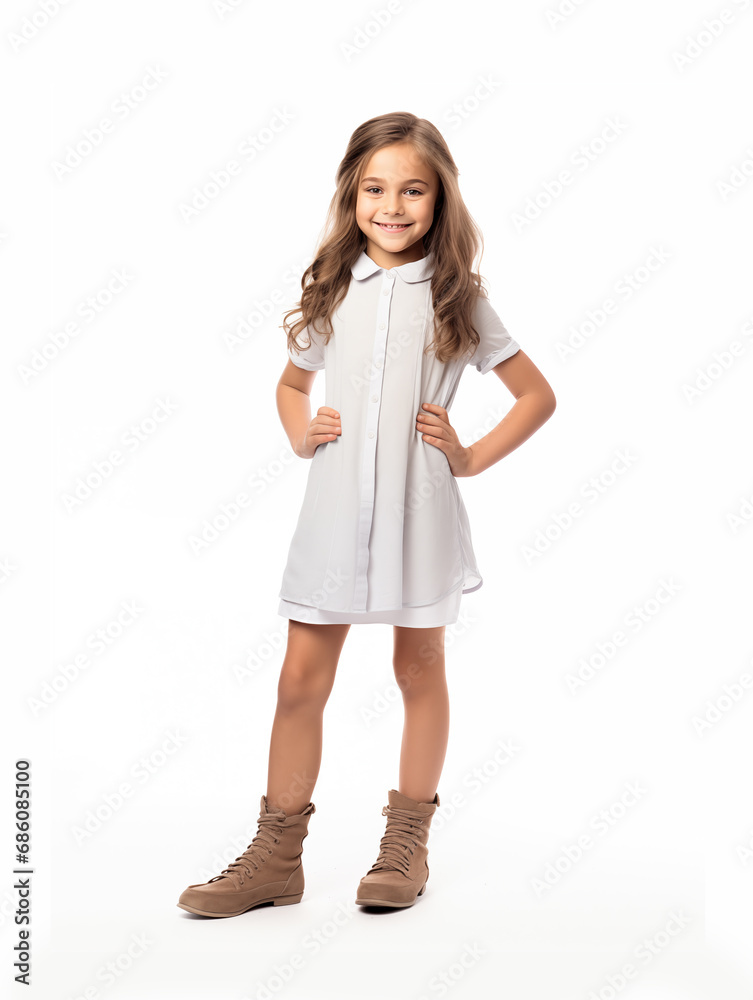 Pretty happy teenage girl in full growth. Isolated on white background Pretty happy teenage girl in full growth. Isolated on white background