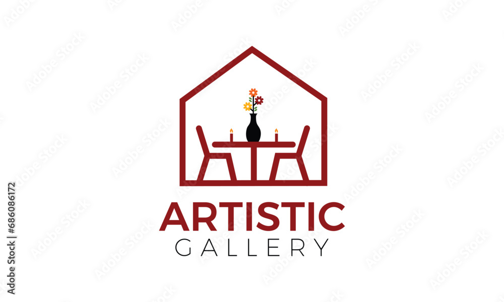artistic gallery simple and minimal logo or icon vector