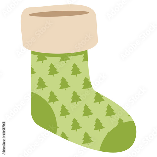 Christmas stocking flat icon vector