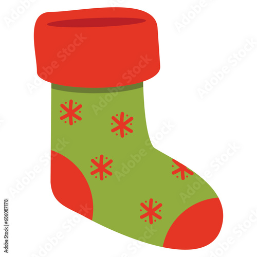 Christmas stocking flat icon vector