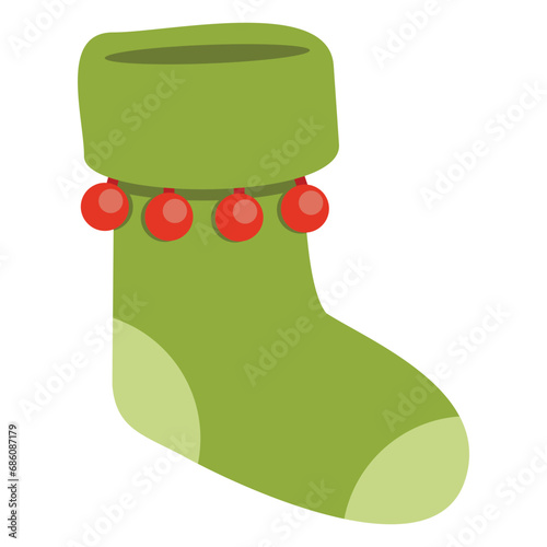 Christmas stocking flat icon vector