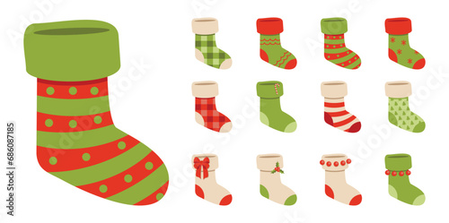 Christmas stocking flat icon vector