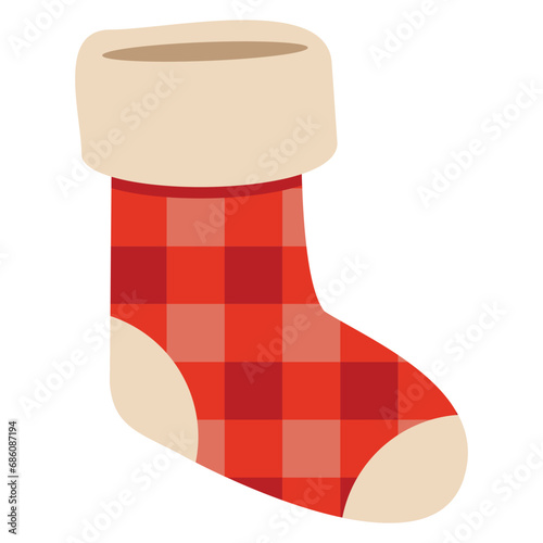 Christmas stocking flat icon vector