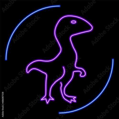 dinosaur neon sign, modern glowing banner design, colorful modern design trend on black background. Vector illustration.