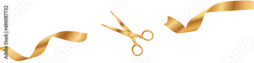 Scissors cut. Gold scissors.