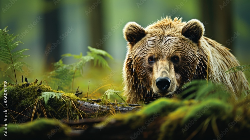 Fototapeta premium Bear Sitting On Grass, HD, Background Wallpaper, Desktop Wallpaper