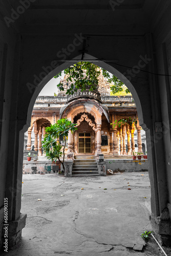 ancient temple unique architecture at day from flat angle angle