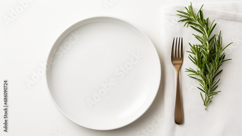 Table setting on white