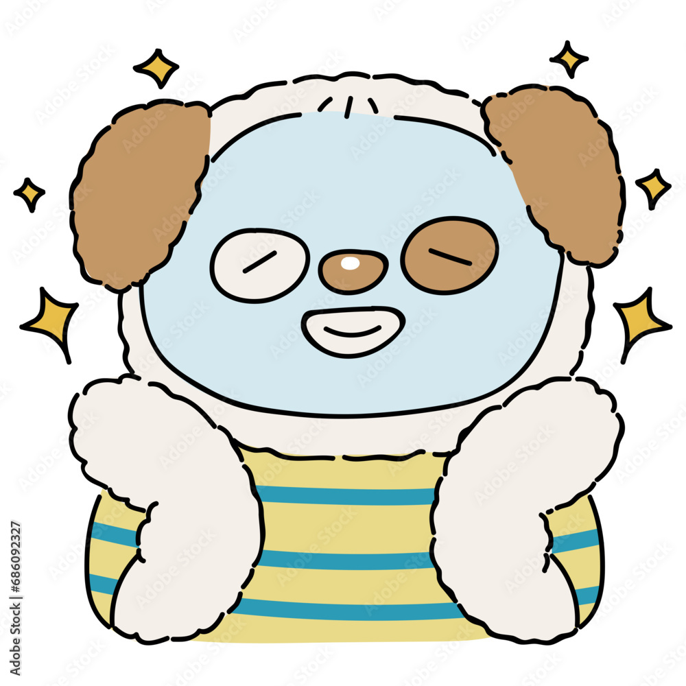Naklejka premium Dog character wearing sheet mask illustration