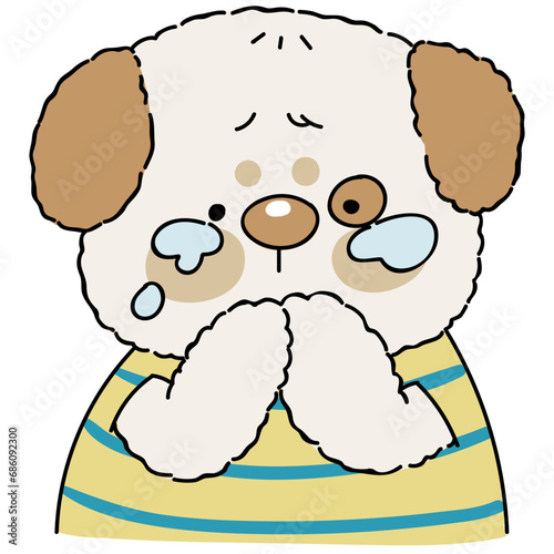 Dog character crying illustration