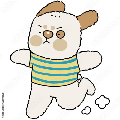 Dog character running illustration