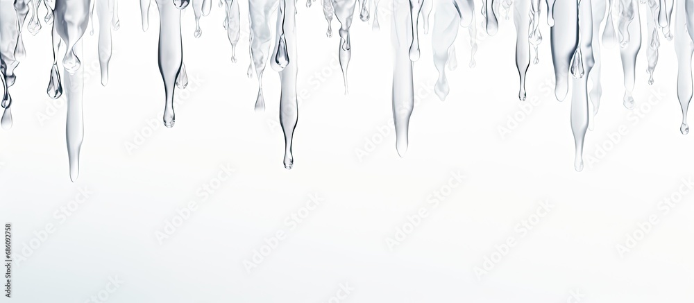 Fototapeta premium White background with hanging icicles.