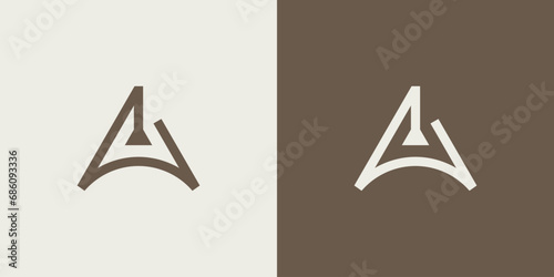 Interior letter A vector logo design with hanging lamp