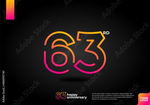 Number 63 logo icon design  63rd birthday logo number  anniversary 63