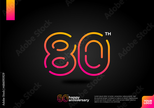 Number 80 logo icon design, 80th birthday logo number, anniversary 80 photo