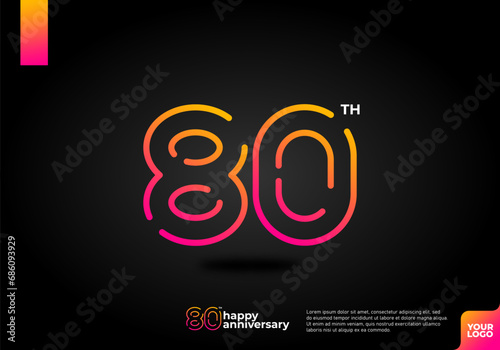 Number 80 logo icon design, 80th birthday logo number, anniversary 80