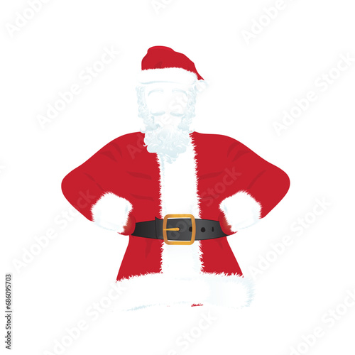 Dress up in seconds with our Santa Claus costume set! Downloadable in vector and PNG formats, featuring a coat, beard, mustache, and hat. Simply insert your face for instant festive fun!