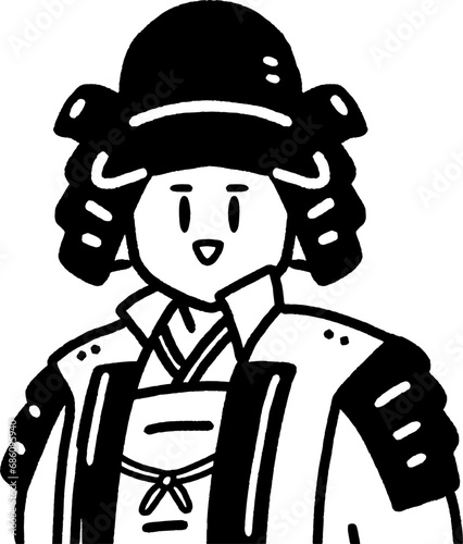 鎧を着た武士のシンプルなイラスト素材＿samurai
