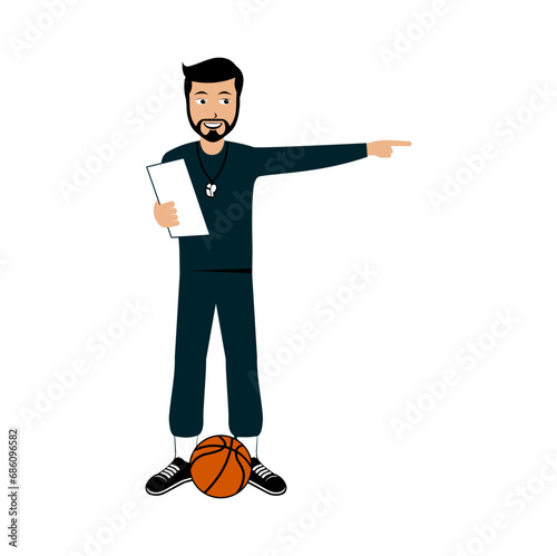 Basketball Coach Character Design Illustration vector eps format , suitable for your design needs, logo, illustration, animation, etc.