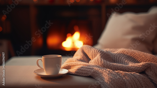 Cozy atmosphere at home with a cup of tea.