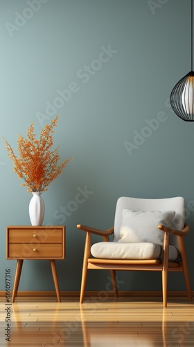 Cozy bedroom minimalism baby blue home interior