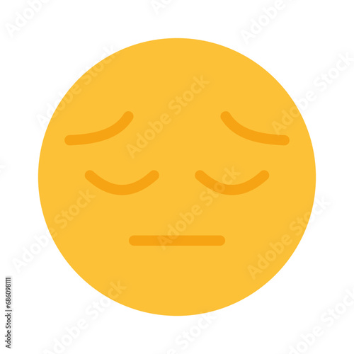 Sad emoticon. Express emotions, online communication, correspondence, chat, texting, mail, send, upset, no mood, offended, sympathy. Colorful icon on white background