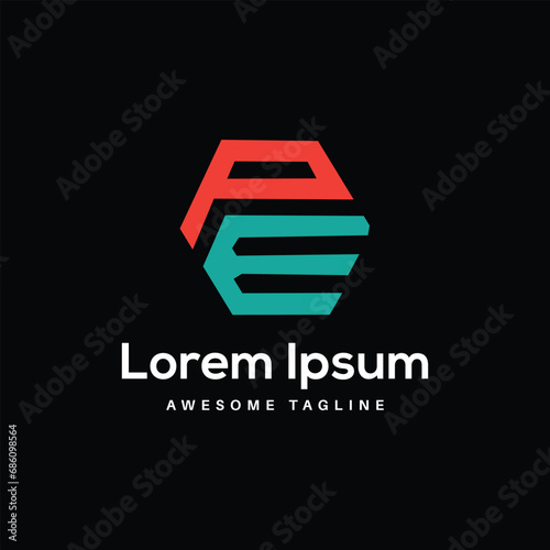 PE Letter Logo Design Free Icon