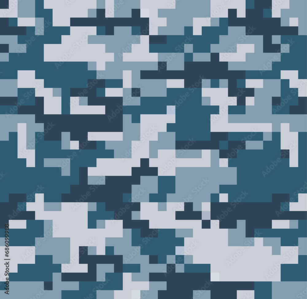 Seamless digital camouflage pattern for hunting and military activities