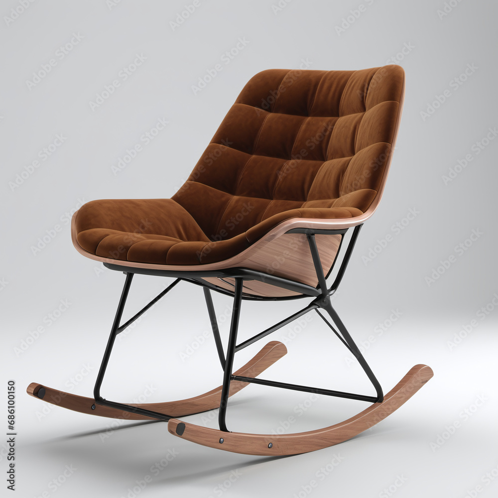 Modern comfy minimalist brown leather chair isolated on bright background Elements of architecture. Design template for graphics. Furniture interiors Modern comfy minimalist brown leather chair isolated on bright background Elements of architecture. Design template for graphics. Furniture interiors