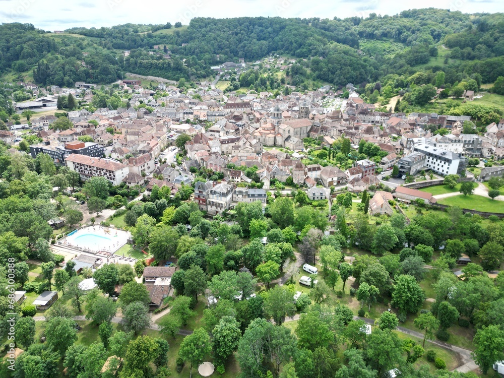 Beauileu-sur- Dordogne France high angle  drone,aerial