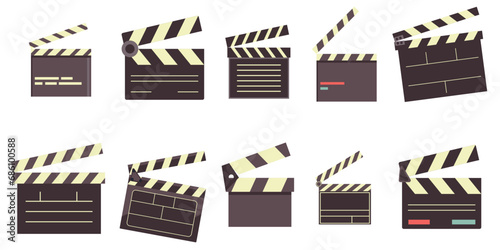 flat clapper board cinema clipart