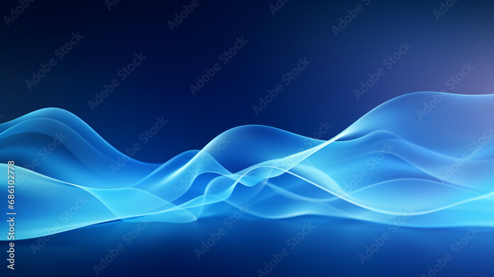 Abstract blue wavy with light curved lines