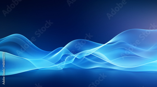 Abstract blue wavy with light curved lines