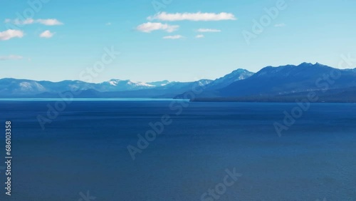 Zoomed in shot of the layers of mountains on the shores of Lake Tahoe photo
