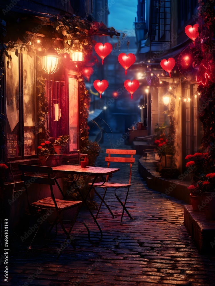 Valentines Day digital backdrop, romantic city, love couple Valentines Day digital backdrop, romantic city, love couple