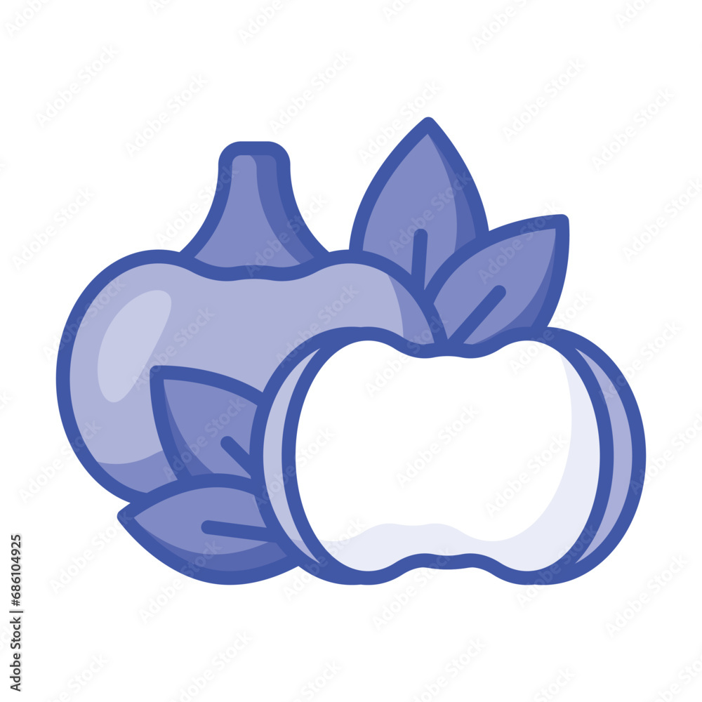 An amazing icon of chinese water chestnut in trendy design style, isolated on white background An amazing icon of chinese water chestnut in trendy design style, isolated on white background