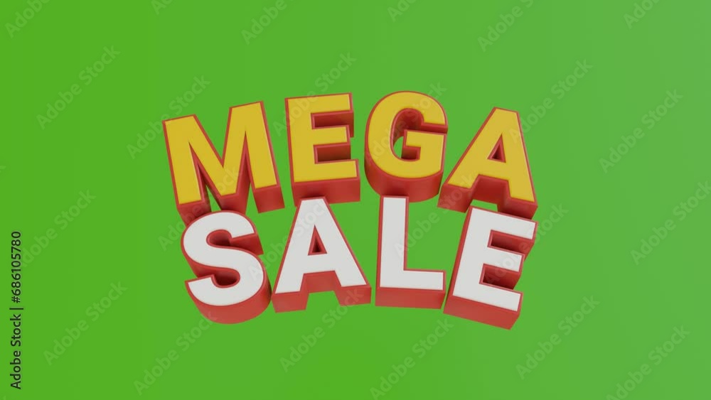 Mega Sale text in green screen Mega Sale text in green screen