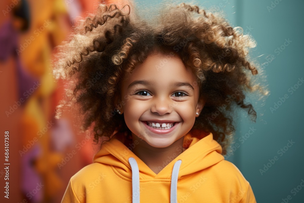 Smiling black girl with curly hair Smiling black girl with curly hair