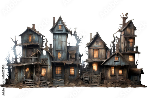 Eerie Cursed Village Isolation on a transparent background photo