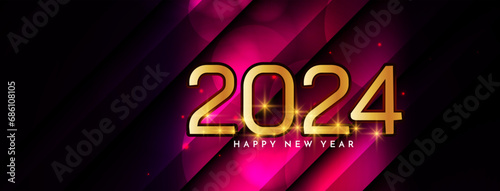 Happy new year 2024 decorative modern banner design