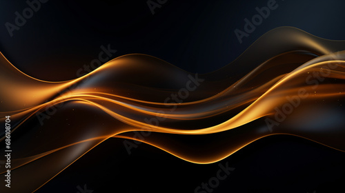 Abstract gold light weave lines on dark background