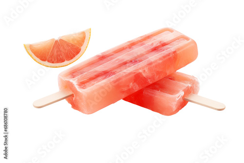 Refreshing Grapefruit Popsicle on a transparent background photo