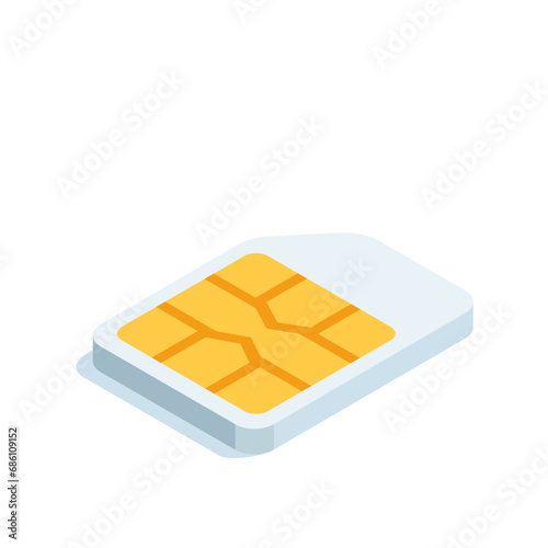 isometric sim card, in color on a white background, mobile operator or cellular connection