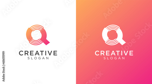 Letter Q logo design for various types of businesses and company. colorful, modern, geometric, luxury letter Q logo
