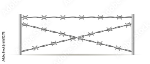 a fence with barbed wire. Vector illustration, 3d.