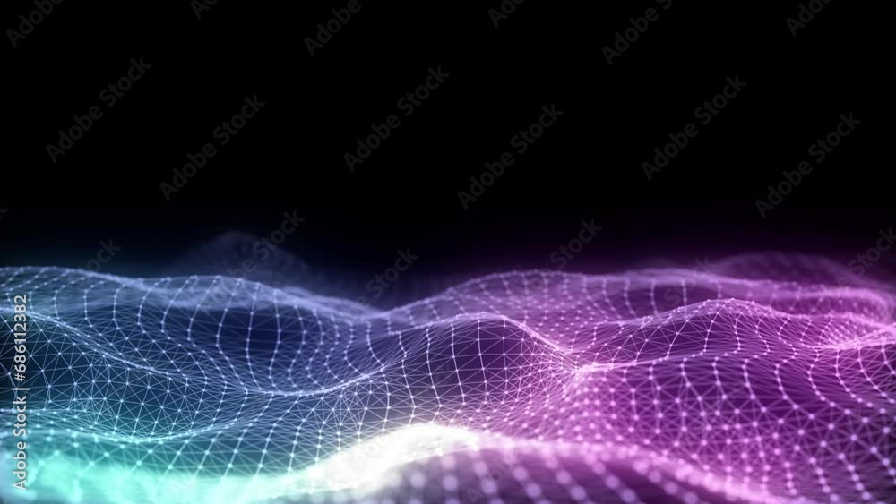 Abstract technology wave of particles and lines. Big data visualization. Dark background with motion dots and lines. Artificial intelligence. 3d rendering. Abstract technology wave of particles and lines. Big data visualization. Dark background with motion dots and lines. Artificial intelligence. 3d rendering.