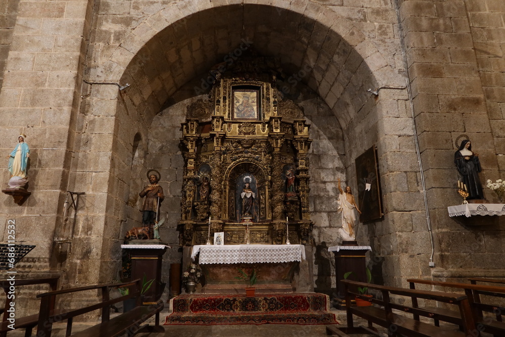 Cebreros, Avila, Spain, November 28, 2023: Altar on the side of the Santiago Apostol Church, 16th century, in the town of Cebreros, Avila, Spain